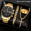 Watch Set, Watch, Men's Glass Quartz Watch, Steel Belt, One Men's Watch.