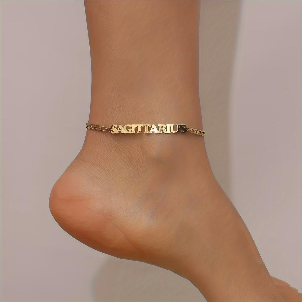 Cross-border new Ximang constellation anklet European and American fashion stainless steel twelve constellation lobster clasp