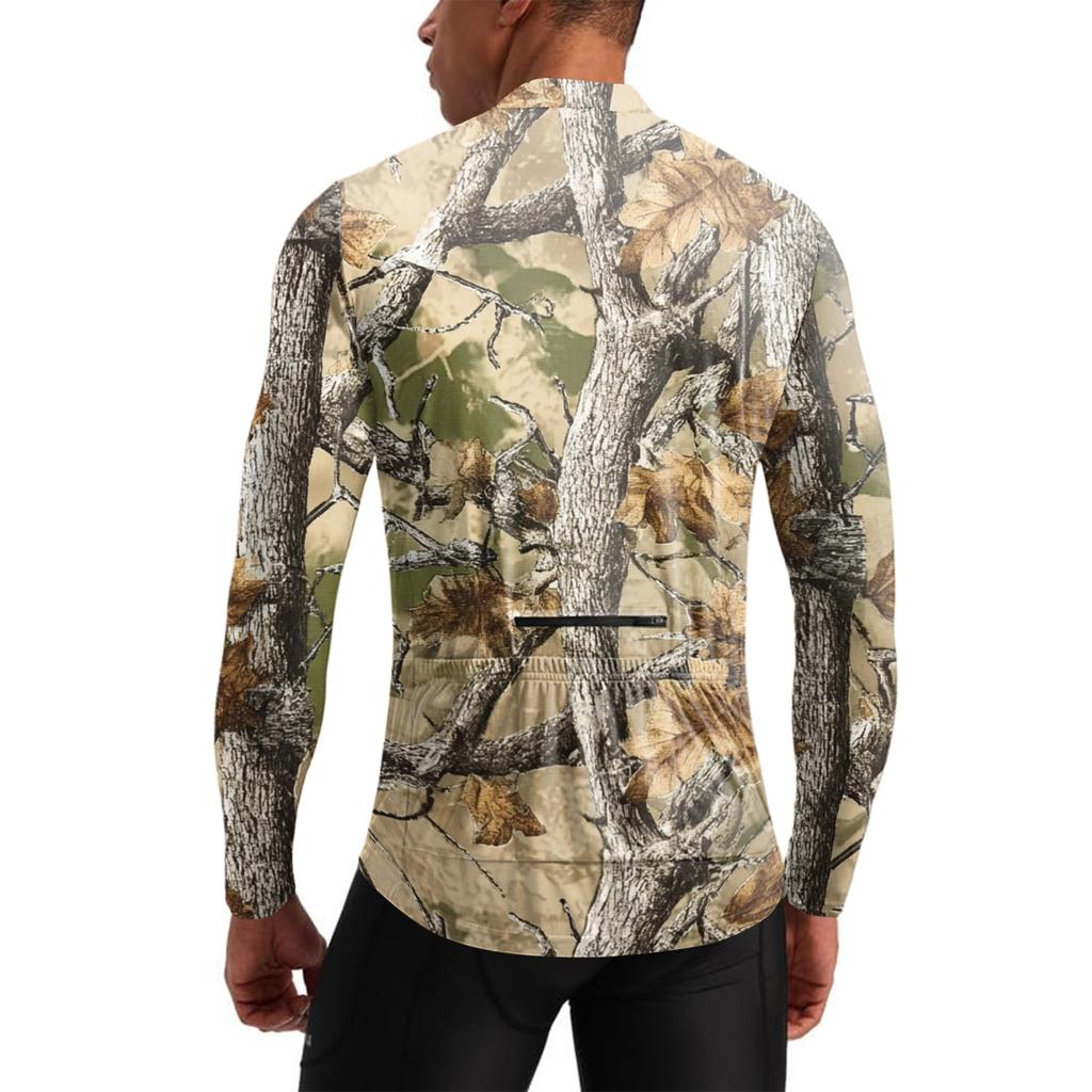 Men's Long Sleeve Cycling Jersey Breathable Quick Dry Half Zip Pullover Lightweight Athletic Top for Outdoor Sports