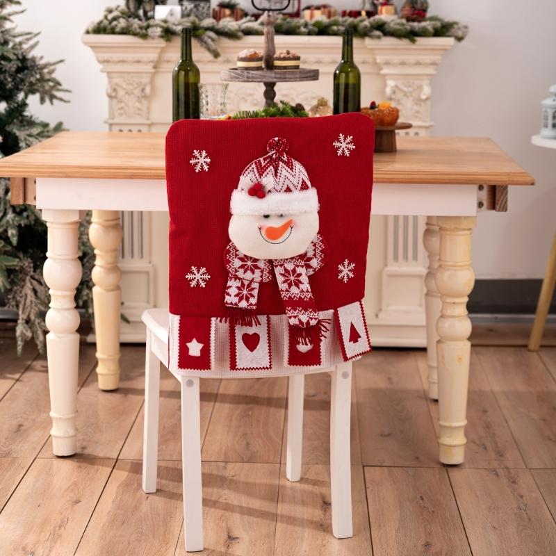Christmas Themed Elastics Chair Cover Realistic Christmas Designs for Family Gatherings