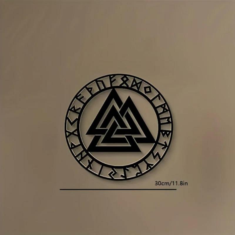 Norse Mythology Viking Compass Wall Sign - Iron Metal Art Decor (Odin Symbol)