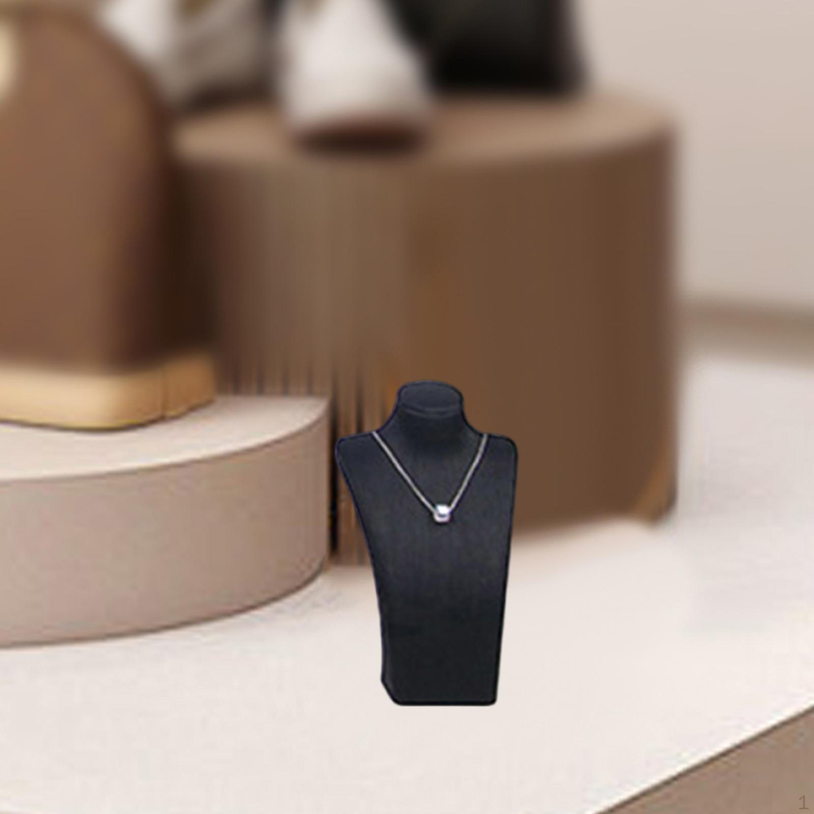 

Necklace Bust Display Stand Jewelry Holder Photo Prop, PU Leather Selling Storage Rack Shop 8cmx4.5cmx14cm чорний