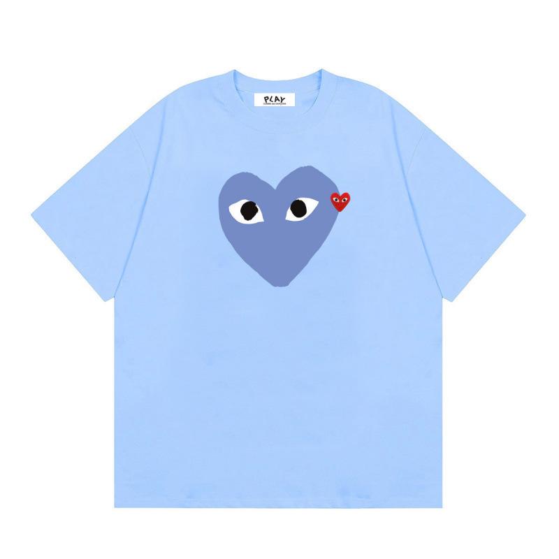 Japanese trendy brand heart-print short-sleeve T-shirt, unisex loose couple's summer casual daily versatile top