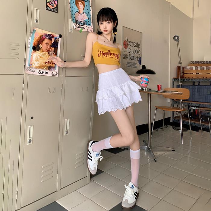 

Юбка-торт, кружевная вышитая кружевная милая пышная балетная юбка с высокой талией, белая короткая юбка для женщин, летняя тонкая юбка А-силуэта XL белый