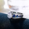 New Jewelry, Creative Hollowed-out Royal Blue Zircon Ring Women's Luxury Engagement Jewelry Straight