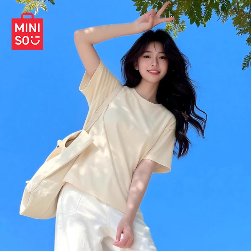 

MINISO Women s 2026 Summer Pure Cotton Loose Fit Short Sleeve T-shirt S