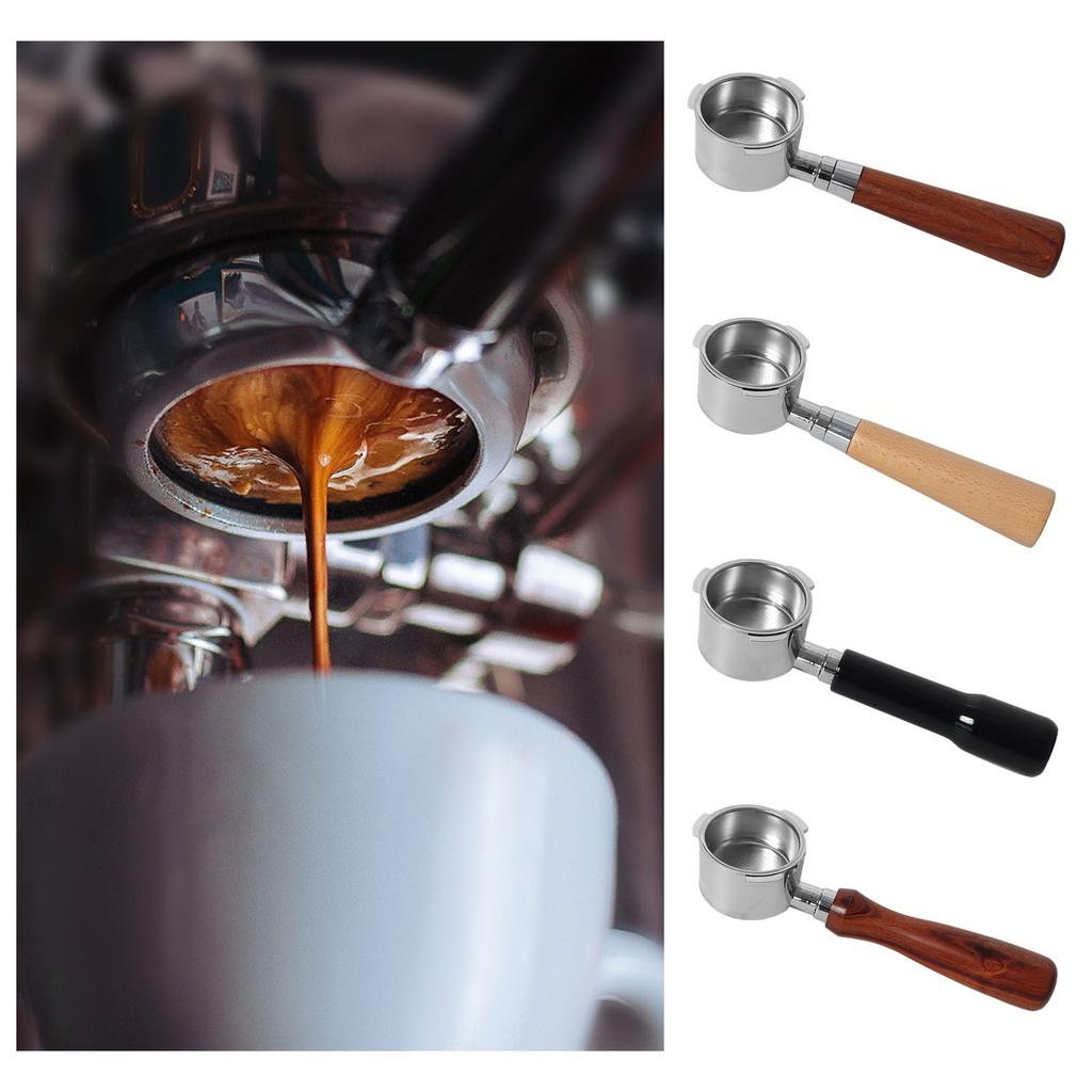 Alloy and Wood Handle Naked Portafilter Reliable 51mm Bottomless Portafilter Coffee Brewing Tools for Consistent Crema