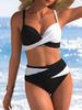 1011 New European and American Bikini Black and White Color Matching Sexy Bikini Split Swimsuit Swimsuit
