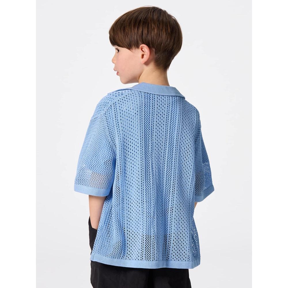 Gu By Uniqlo Kids  Unisex  Washable Mesh Knit Shirt  5 Minute Sleeve  Nt+e