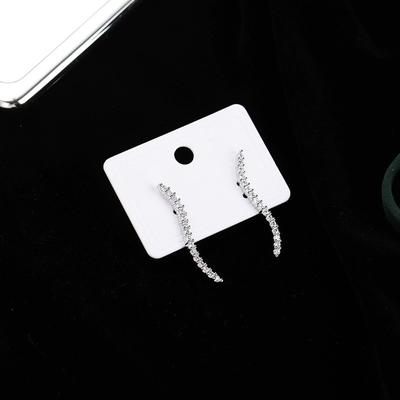 Curve Zircon Stud Earrings Women's Simple Niche Design Sense Vertical Strip Serpentine Personality Diamond Earrings