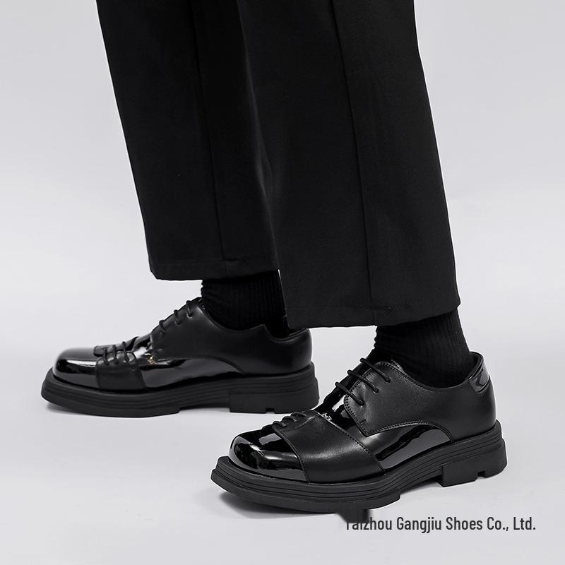 Men's 2025 Square Toe Height Increasing Leather Derby Shoes - Casual, Formal, & Wedding Wear