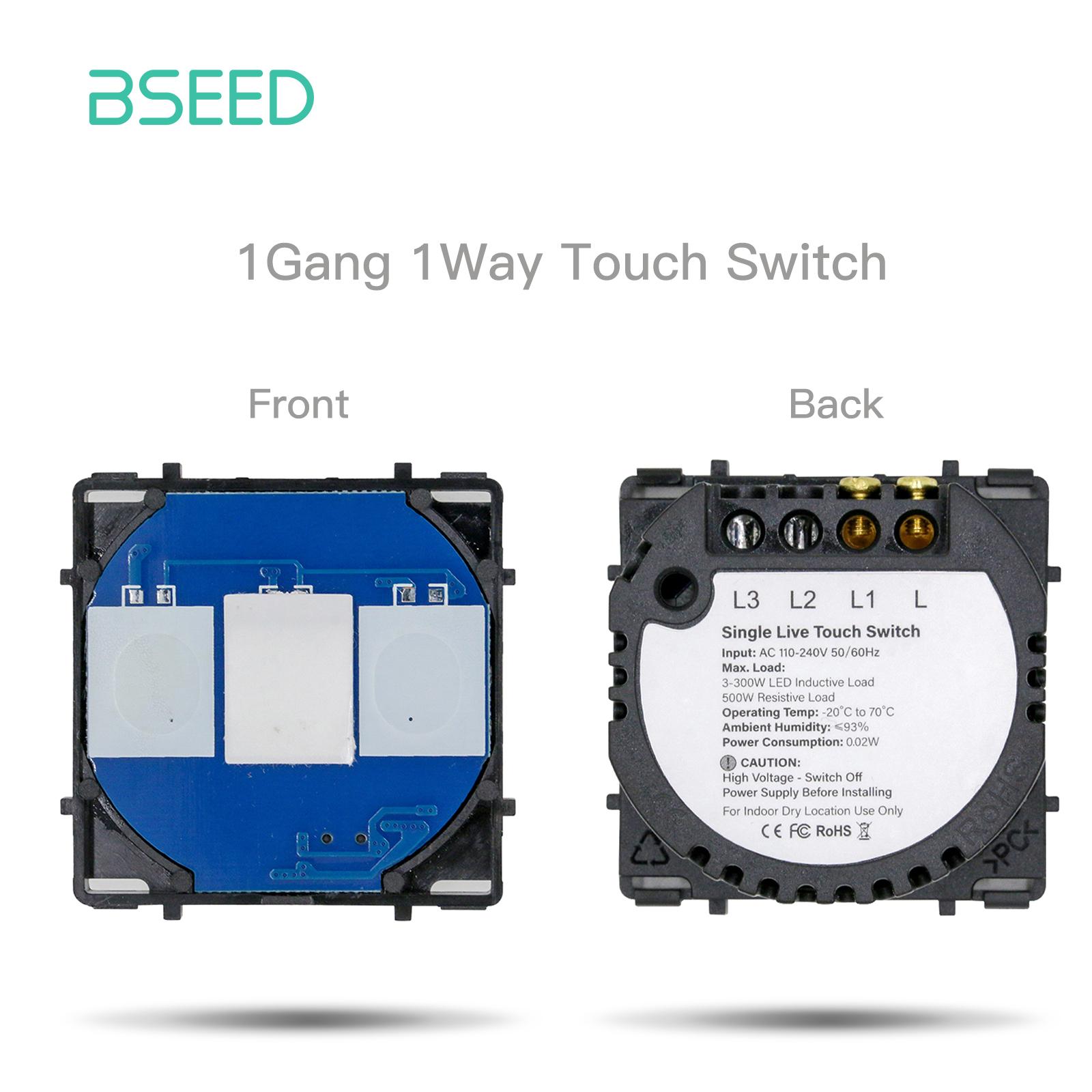 

BSEED 1/2/3Gang Wall Touch Switch Function Key The Base Of Light Switches Insert Switch Part Without Glass Panel On OFF 1/2Way EU standard