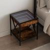 VidaXL Bedside Table with Infinity LED Smoked Oak 40x40x49 Cm 3284098