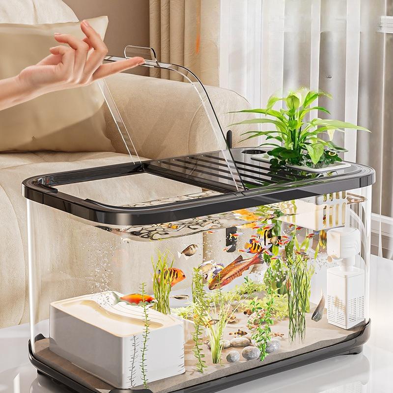Breeding Container Fish Tank Turtle Tank Aquarium Living Room Balcony Ecological Terrariums Transparent Goldfish Tank Products