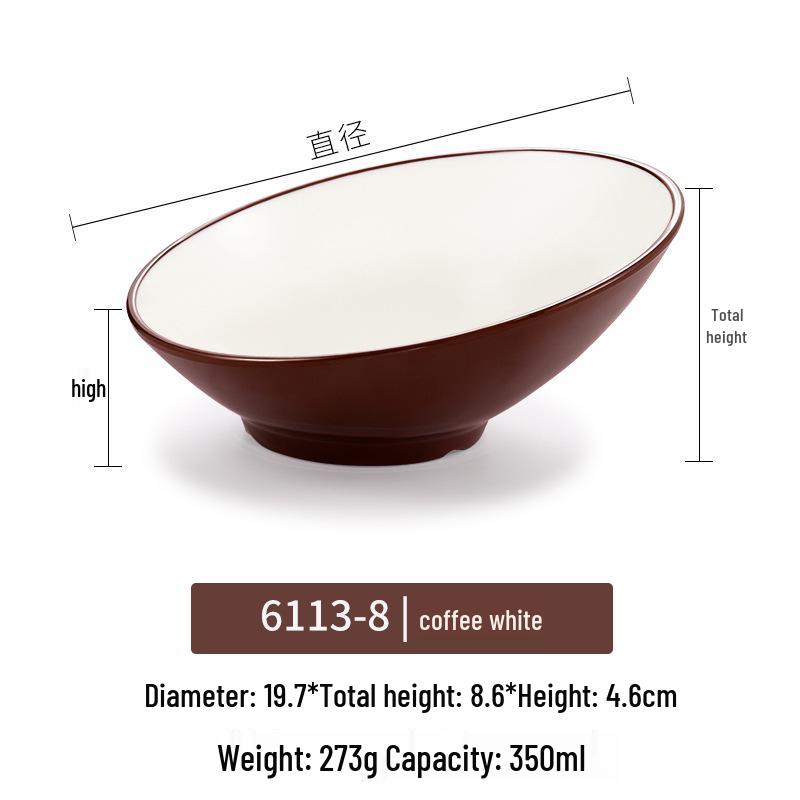 Velká šikmá melaminová mísa - Imitace porcelánu pro horký hrnec, salát a dochucovadla