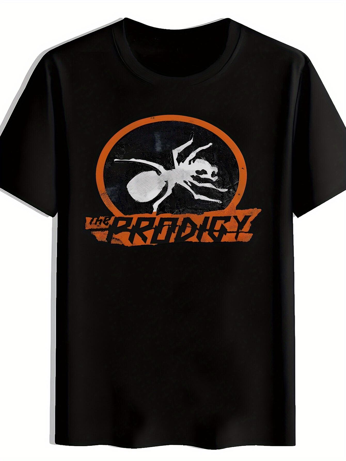 Heavy Metal Band Graphic T-shirt - Black Tee with Orange accents M