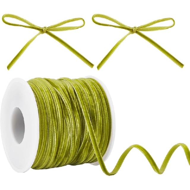 1/8 Inch Thin Velvet Ribbon 50 Yards Vintage Red Ribbon Single Face Velvet Ribbon Spool Fabric Trim for Wedding Invitations Christmas Tree Crafts