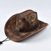 Vintage Western Cowboy Hat Wide Brim Felt Hats Outdoor Gentleman Cowgirl Jazz Cap Sombrero Hombre