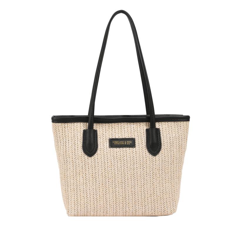 Woven Fashion Splicing Handbag Spring Versatile Shoulder Underarm Bag Tote Bag Women
