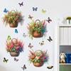 Flower Basket Butterfly Rose Peony Decals Self-adhesive Waterproof Wall Sticker