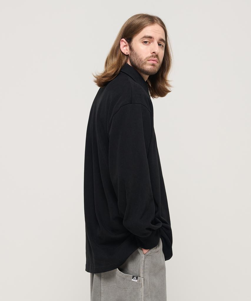CARGOBROS Full Rubber Oversized Long Sleeve Collared T-Shirt (Black)