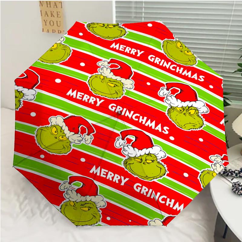 Weihnachten Jack & Der Grinch Druck Automatischer Regenschirm, 8 Rippen Eisenrahmen, Kunststoffgriff, Geeignet für Reisen im Freien & Täglich, Ideales Geschenk