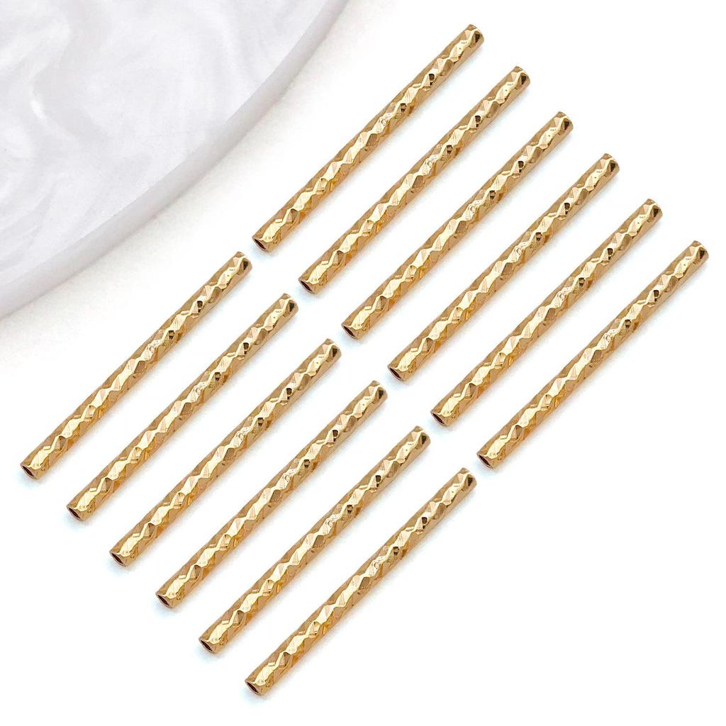 18K Gold-Plated Faceted Starry Tube Beads for DIY Jewelry Making