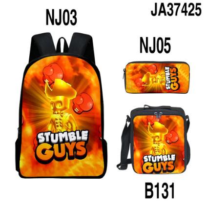 New Roblox Student School Bag Roblox Digital Printing Backpack Three-piece Set Lunch Bag Pencil Case
