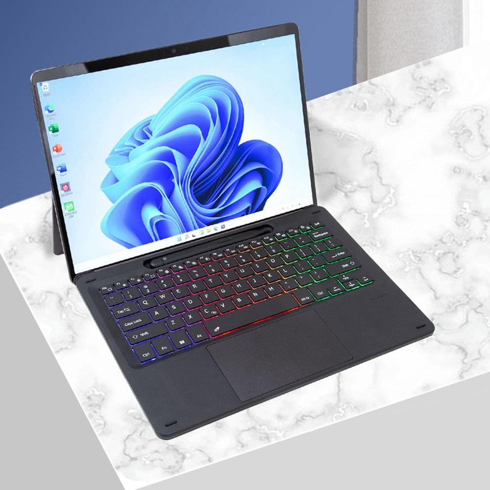 

KF17S For Microsoft Surface Pro 8/Pro X,Bluetooth-compatible Keyboard with TouchPad/Pencil Holder 3-Color Backlit Wireless Keyboard A