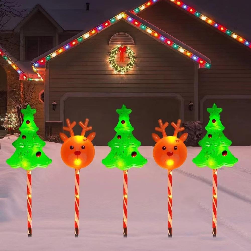 Solar-Powered Santa Claus Solar Lights Cartoon Holiday Decoration Lights  Xmas Party Decorations