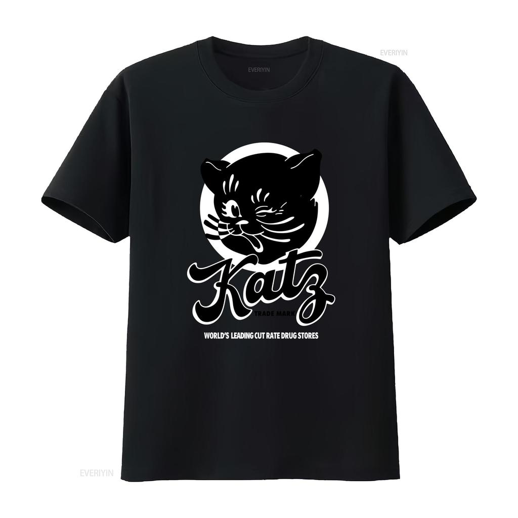 Katz Drug Store T Shirt World's Leading Cut Rate Stores Design for Cat Lovers Vintage Washed Streetwear Stretched Slightly