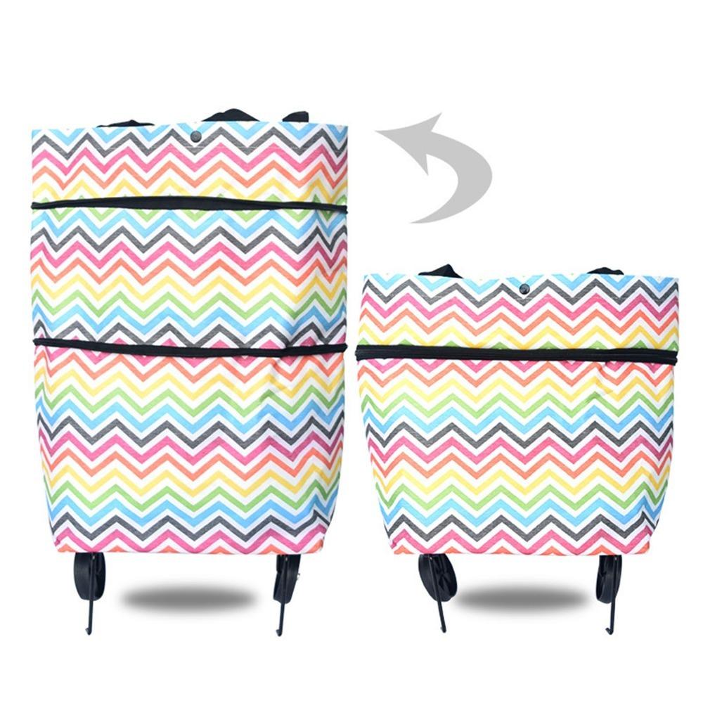 Collapsible Foldable Shopping Bag Oxford Cloth Grocery Cart Portable Shopping Cart Travel