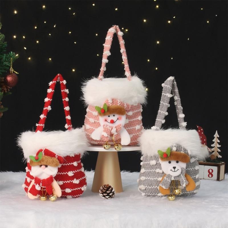 Holiday Gift Sacks Candy Handbag  Snowman Santa Gift Bag For Christmas Parties Family