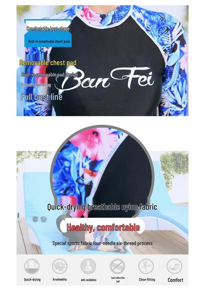 2024 Women's Two-Piece Long Sleeve Wetsuit - Surf, Snorkel, Yoga & Anti-Jellyfish Protection