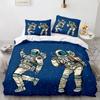 3D Astronaut King Queen Duvet Cover Cartoon Galaxy Universe Bedding Set for Boys Girls Outer Space Soft 2/3pcs Quilt Cover