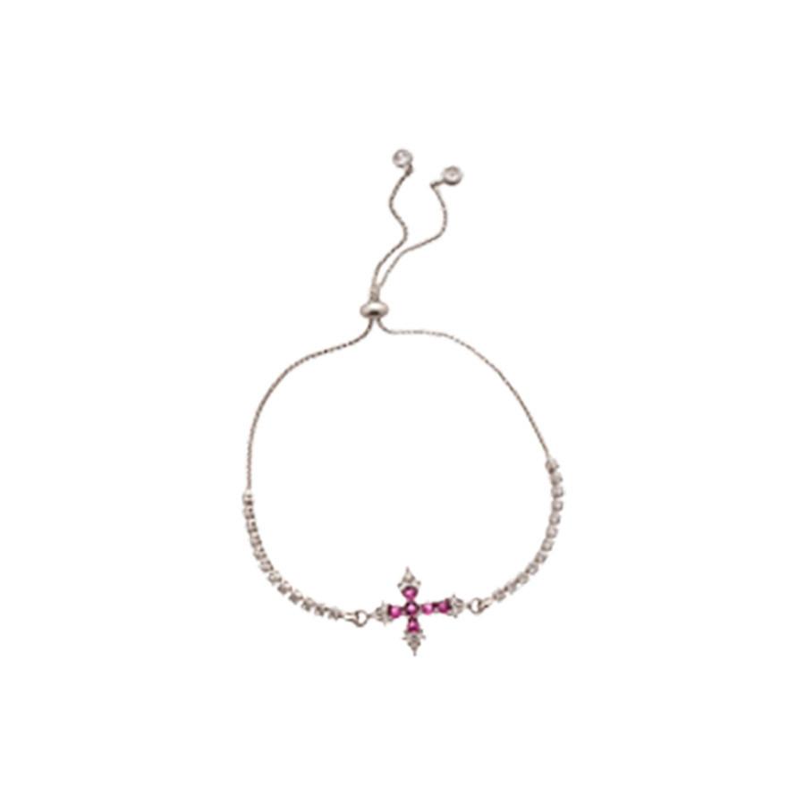Cross Charm Adjustable Bracelet With Cubic Zirconia For Stylish Womens Accessories