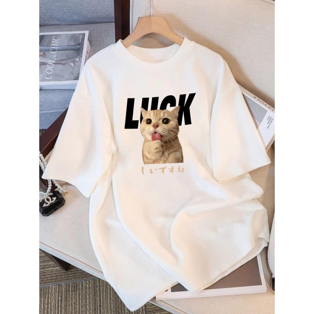 Pure cotton black short-sleeved women's t-shirt new popular summer unique design niche top loose t-shirt