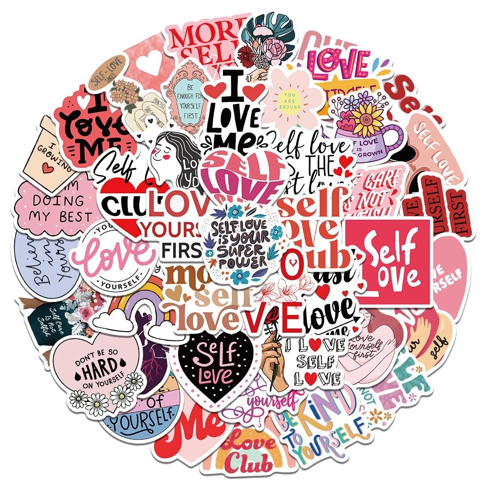 50pcs Self Love Inspirational Words Stickers Graffiti Motivational Quotes for Adults Laptop Phone Bottle Luggage Bottle Decals