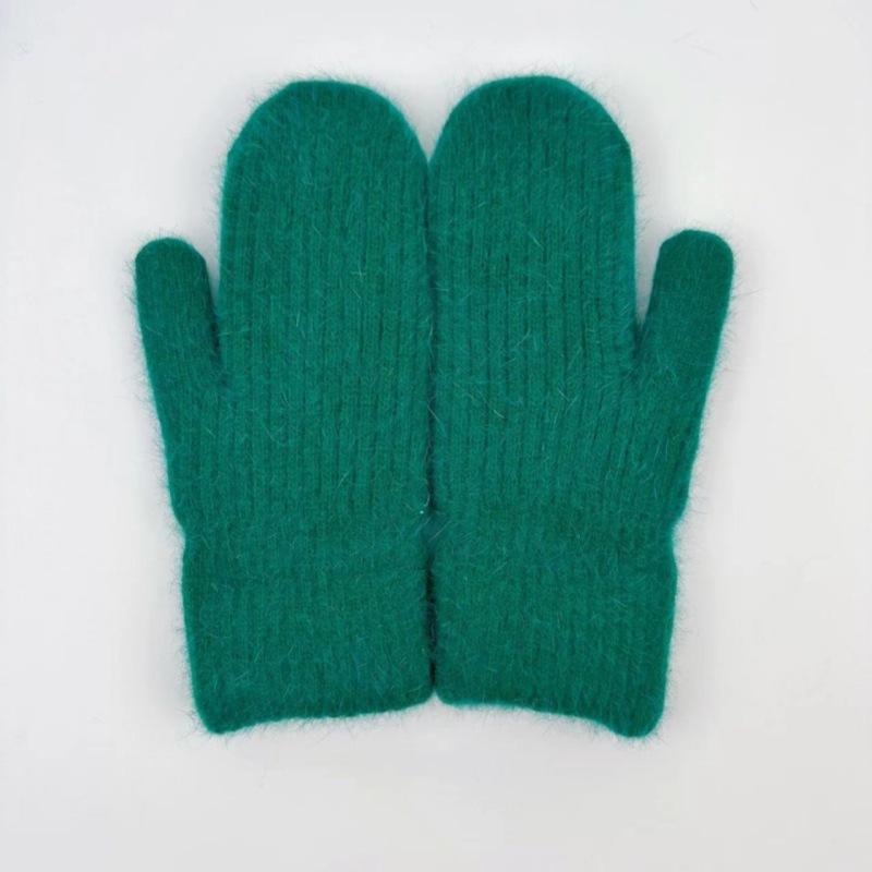 

Вязаные перчатки для мужчин и женщин Зимние уличные ветрозащитные и теплые толстые взрослые плюшевые перчатки темно-зеленого