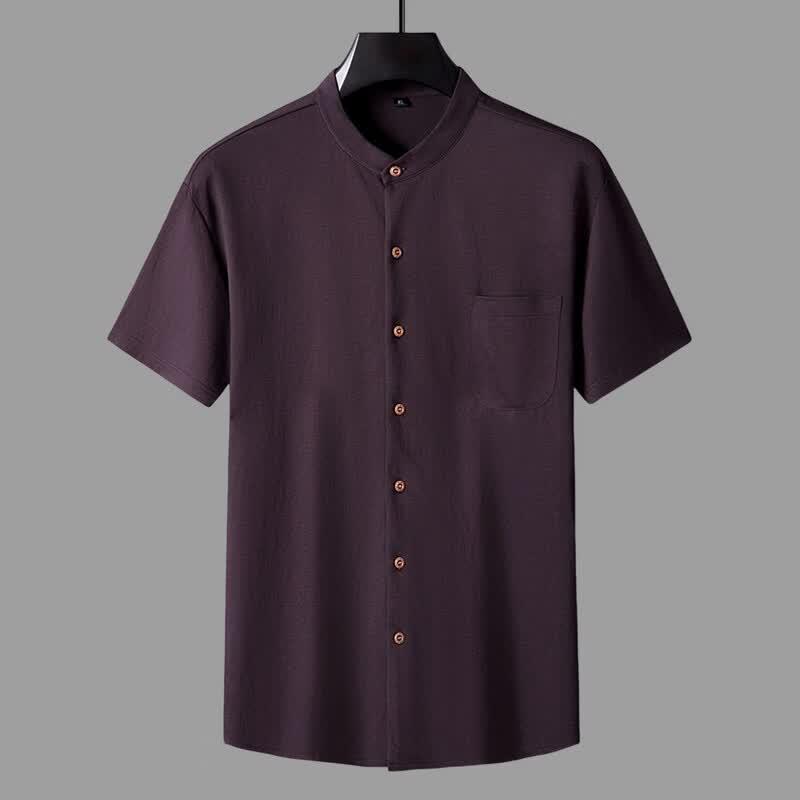 TUCANO Men's Plus Size Short Sleeve Stand Collar Shirt