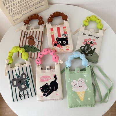 Mini dziergana torebka na telefon komórkowy z niszowym designem, urocza kreskówkowa, wszechstronna, przenośna, do dojazdów do pracy, crossbody dla kobiet