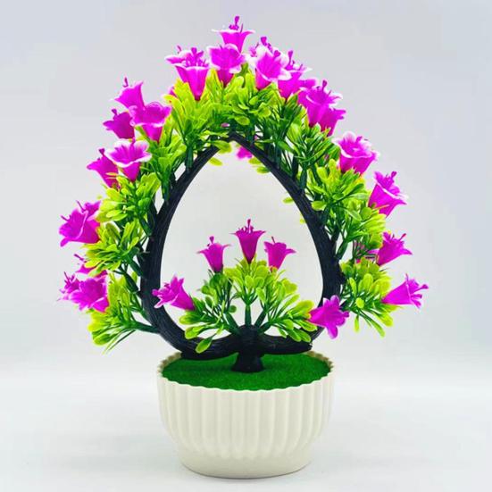 Artificial Bonsai Realistic Fresh-keeping Plastic Elegant Fake Wedding Lily Flower with Pot