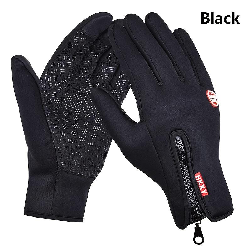 Winter Gloves for Men, Windproof & Warm, Polyester Fabric with Zipper Closure, Ideal for Outdoor Cycling Winter Gloves