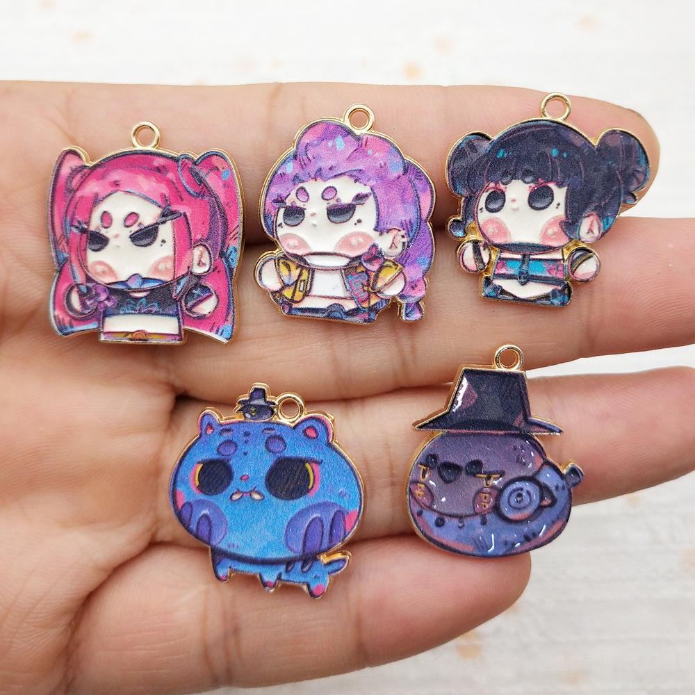 5PCS KPOP Demon Hunter Enamel Charms, Cute Animal Pendants (Lumi Zoey Derpy Tiger Magpie) for DIY Bracelets Keychains, Kawaii