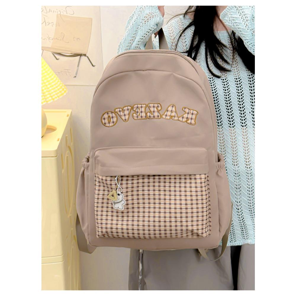 

Korean version of casual plaid backpack men s and women s large-capacity going out commuting travel backpack student schoolbag хаки