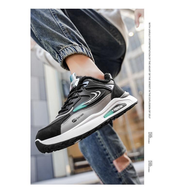 Men Winter Fleece Lined Thick Sole Non Slip Casual Sports Chunky Sneakers