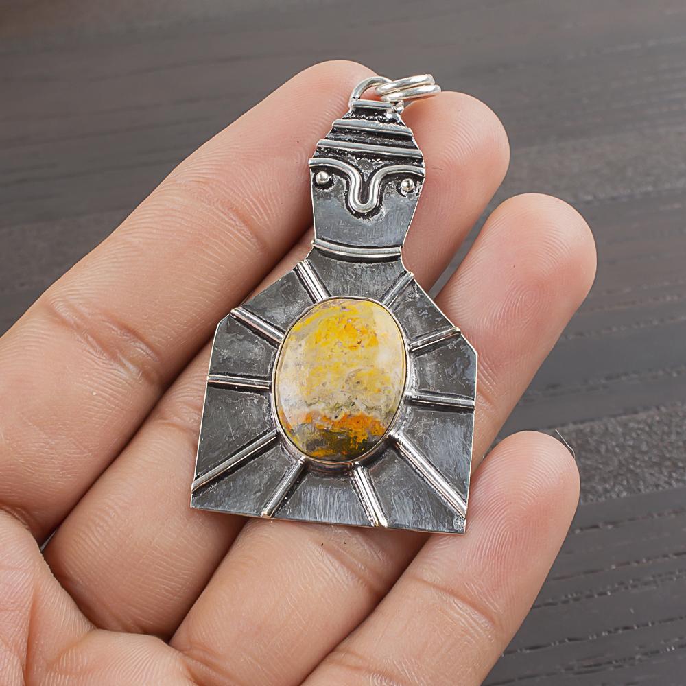 Natural Bumblebee Jasper Gemstone 925 Sterling Silver Jewelry  Pendant 2.2  AJP-1971