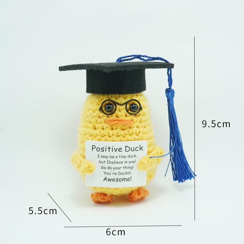 Funny Positive Crochet Dr Potato Doll Desktop Ornament Handmade Cheer Emotional Support Positive Duck with Card Home Party Decor