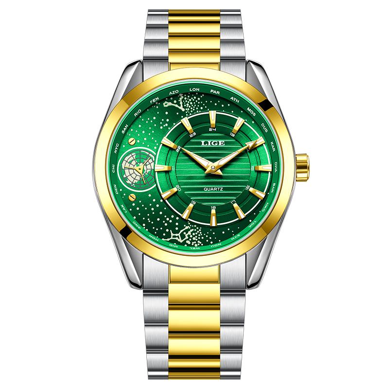 LIGE Top Luxury Watches Men Fashion Casual Quartz Wristwatches 30M Waterproof Luminous Steel Business Mens Watch Gift Reloj
