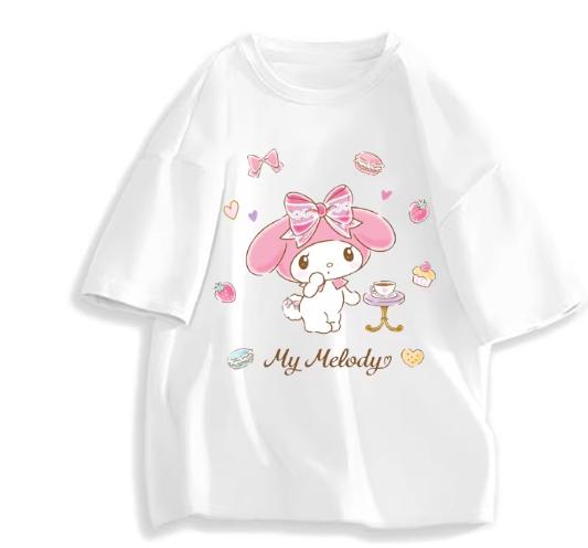 2026 New Fashion RoundNeck ShortSleeve TShirt Spring Summer Sanrio My Melody Women TShirt Unisex Trendy Cute Top Clothing